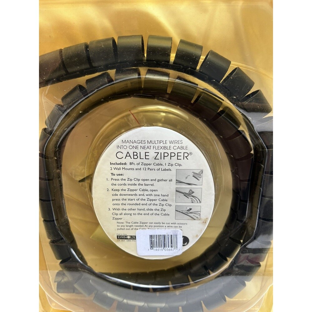 Cable Zipper - Evriholder - New In Package - Black - Large 8 Feet